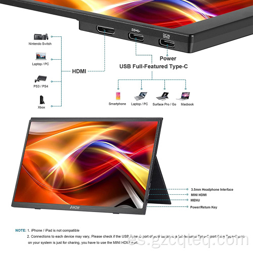 Monitor portátil 15.0 pulgadas FHD 1080P IPS